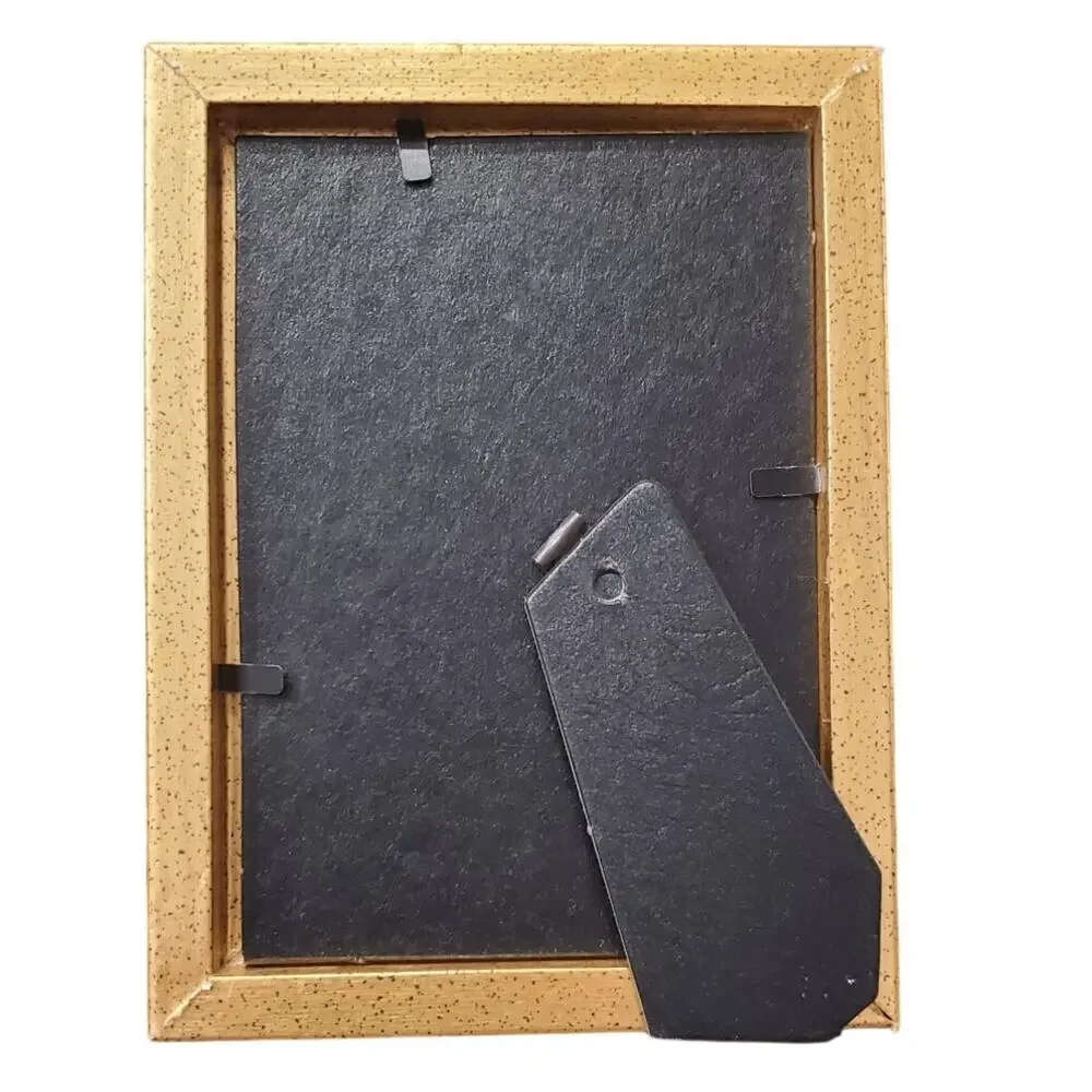 Vintage Intercraft 3x5 Gold Picture Frame Black Speckle